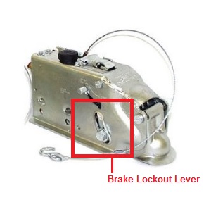 Brake Lockout Lever on Trailer Coupler